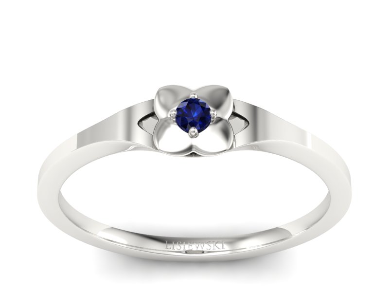 Złoty pierścionek z szafirem białe złoto - P15350bsz - 1