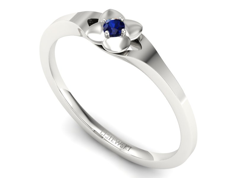 Złoty pierścionek z szafirem białe złoto - P15350bsz - 3