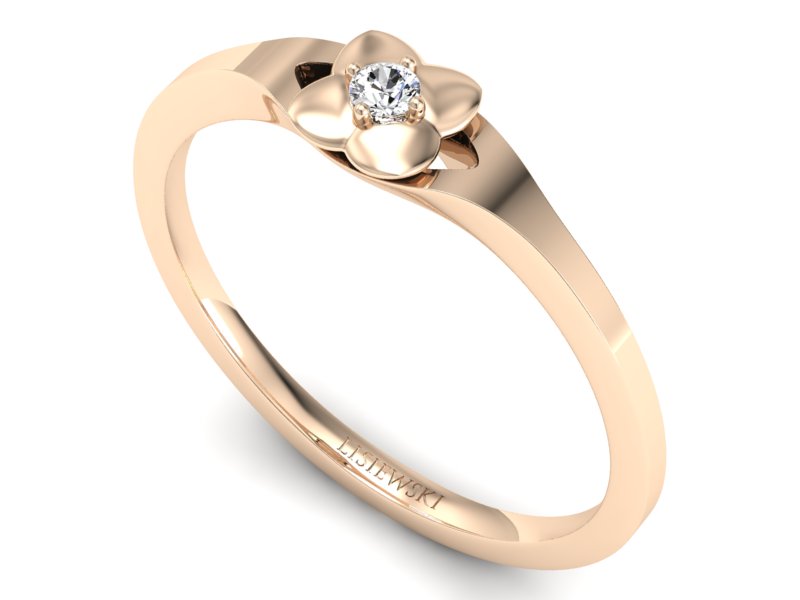Złoty pierścionek z brylantem różowe złoto - P15350c - 3