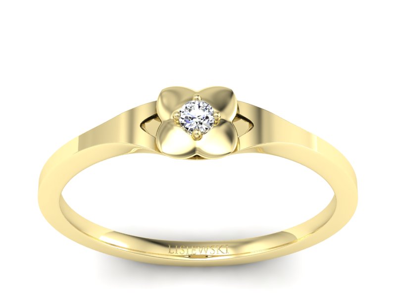Złoty pierścionek z brylantem żółte złoto - P15350z - 1