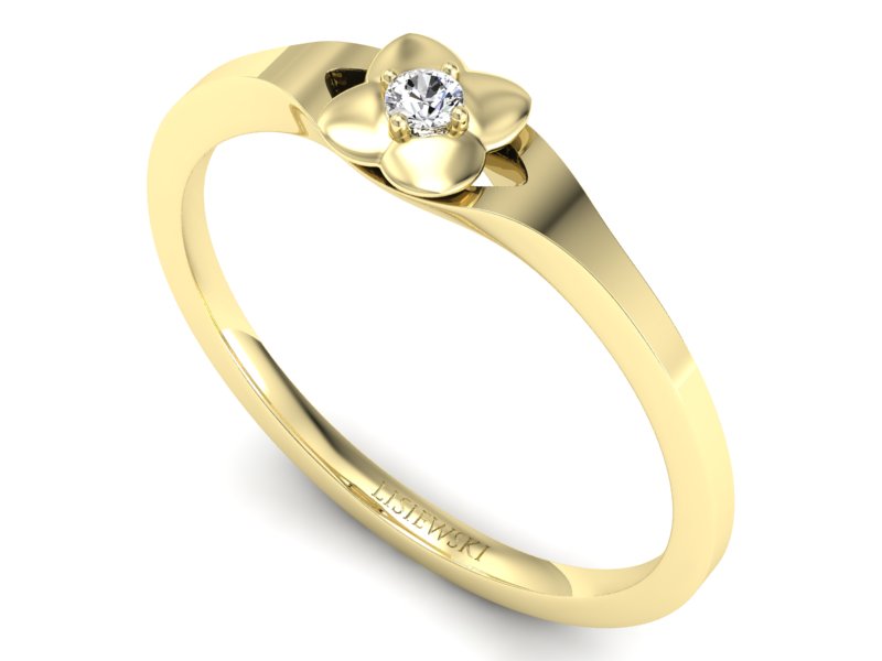Złoty pierścionek z brylantem żółte złoto - P15350z
