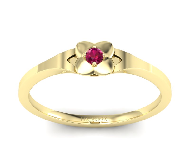 Złoty pierścionek z rubinem żółte złoto - P15350zr - 1