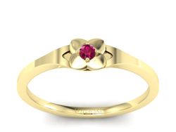Złoty pierścionek z rubinem żółte złoto - P15350zr