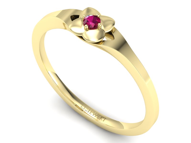 Złoty pierścionek z rubinem żółte złoto - P15350zr - 3