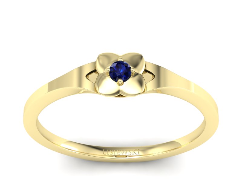 Złoty pierścionek z szafirem żółte złoto - P15350zsz - 1