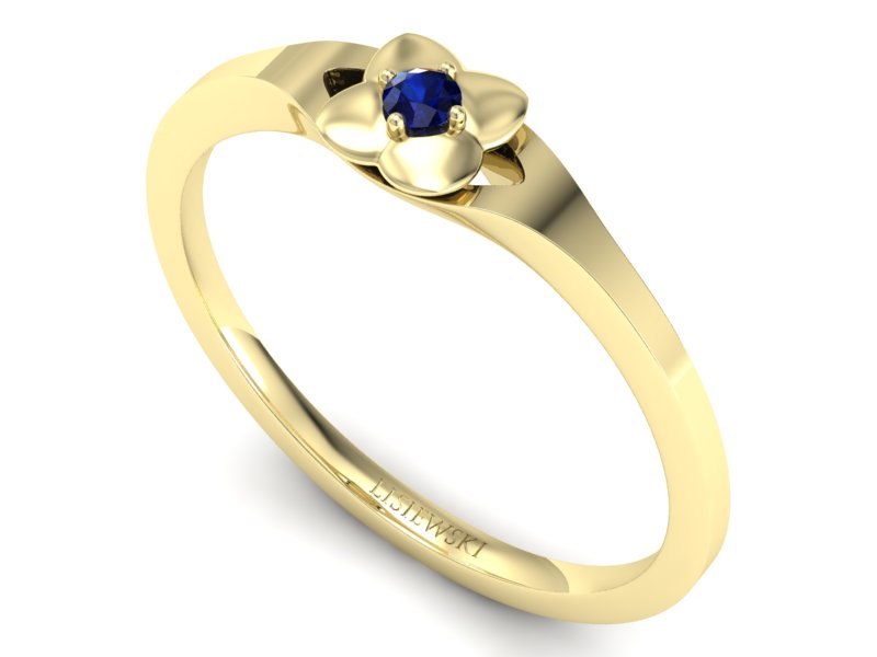 Złoty pierścionek z szafirem żółte złoto - P15350zsz - 3
