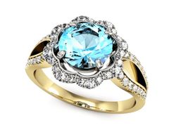 Pierścionek topaz i brylanty złoto 585próba 585 - P15355zbtp