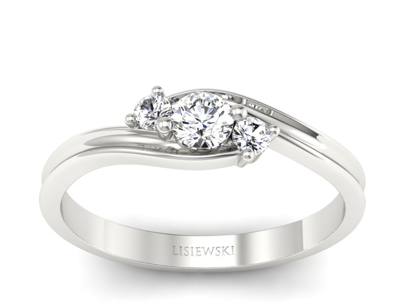 Złoty pierścionek z brylantami białe złoto - P15359b - 1