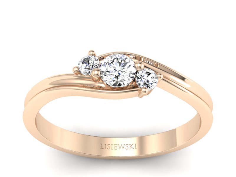 Złoty pierścionek z brylantami różowe złoto - P15359c - 1