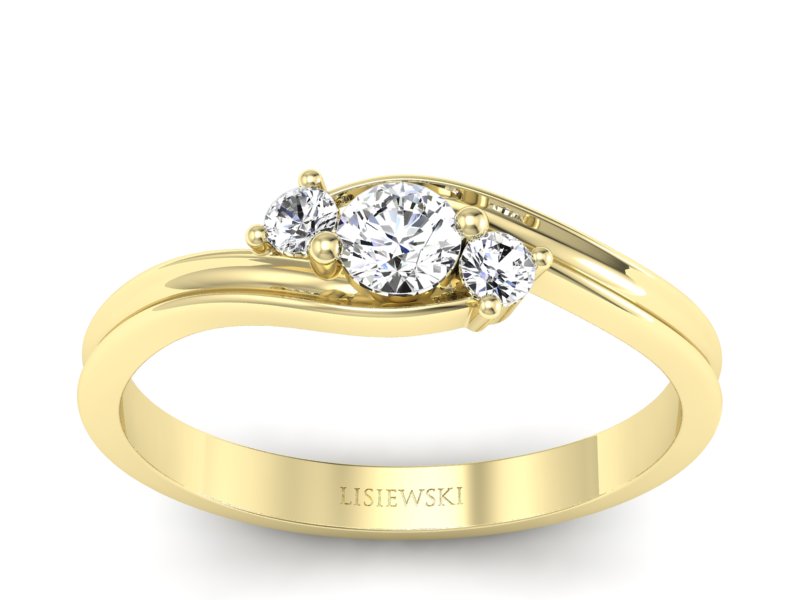 Złoty pierścionek z brylantami żółte złoto - P15359z - 1