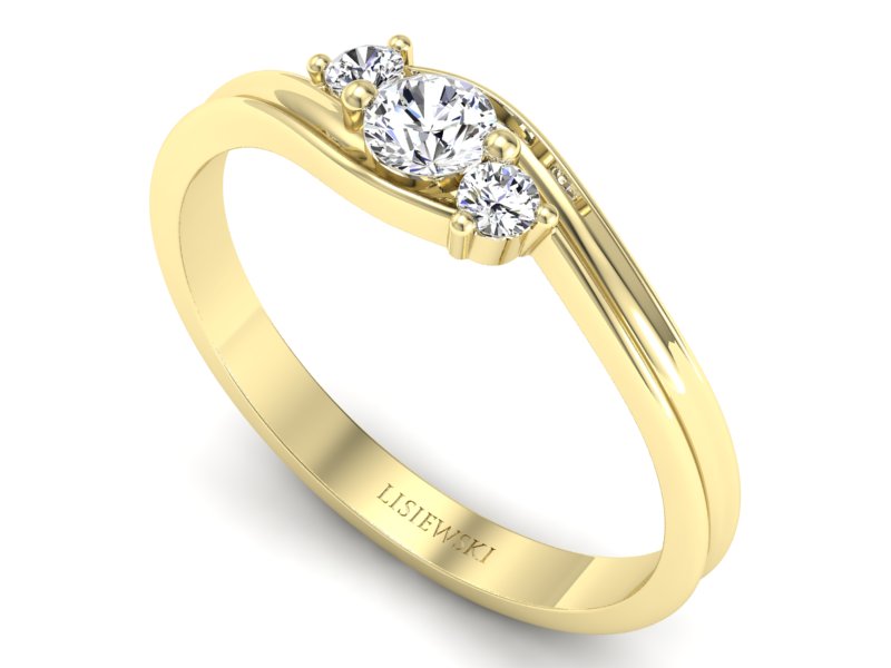 Złoty pierścionek z brylantami żółte złoto - P15359z - 3