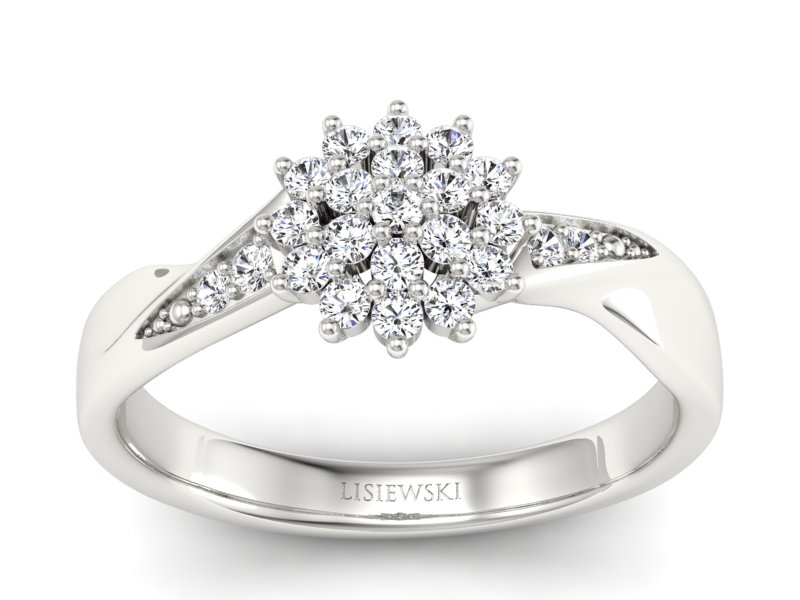 Złoty pierścionek z brylantami białe złoto - P15360b - 1