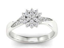 Złoty pierścionek z brylantami białe złoto - P15360b