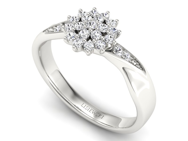 Złoty pierścionek z brylantami białe złoto - P15360b