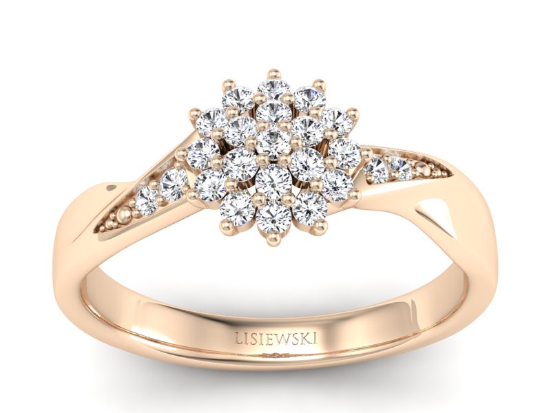 Złoty pierścionek z brylantami różowe złoto - P15360c - 1