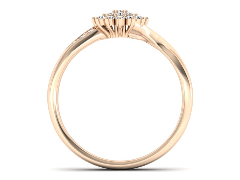 Złoty pierścionek z brylantami różowe złoto - P15360c