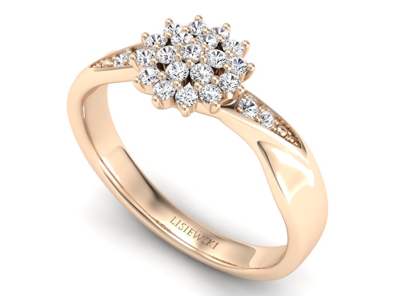 Złoty pierścionek z brylantami różowe złoto - P15360c - 3