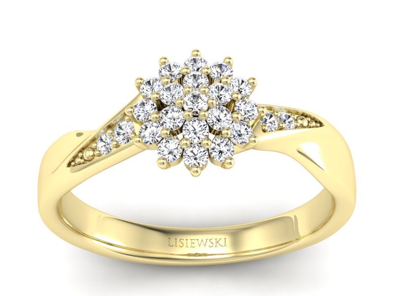 Złoty pierścionek z brylantami żółte złoto - P15360z - 1