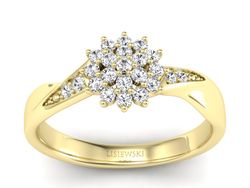 Złoty pierścionek z brylantami żółte złoto - P15360z