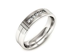 Pierscionek Obrączka z brylantami białe złoto 585 - P15373b