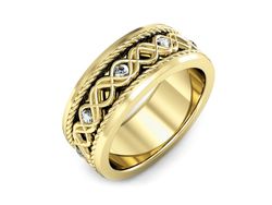 Obrączka z brylantami żółte złoto próba 585 - P15376z