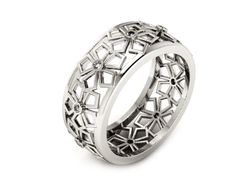 Pierscionek Obrączka z brylantami białe złoto 585 - P15377b