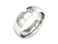 Pierscionek Obrączka z brylantami białe złoto 585 - P15392b