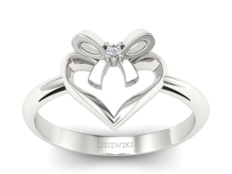 Złoty pierścionek z brylantem białe złoto - P15418b - 1