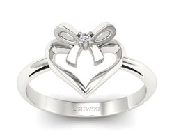 Złoty Pierścionek z brylantem białe złoto 585 - P15418b