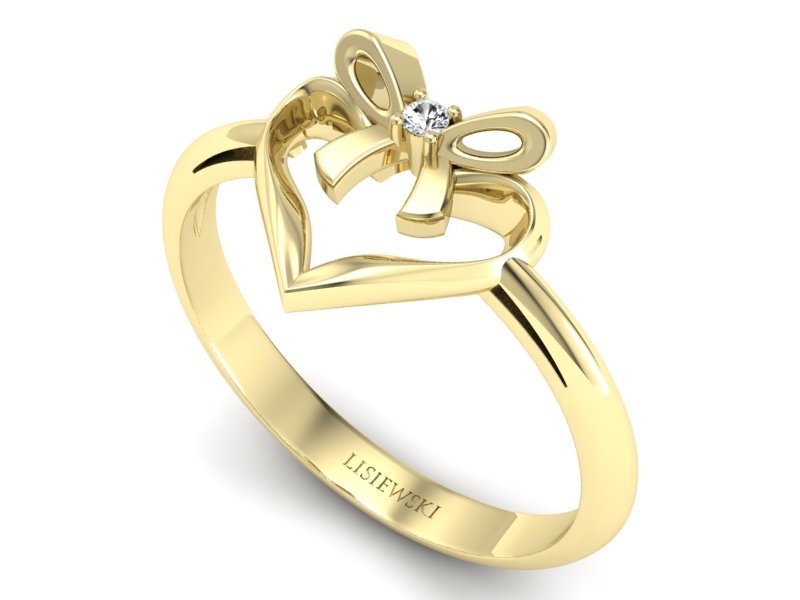 Złoty pierścionek zaręczynowy z brylantem - P15418z - 3