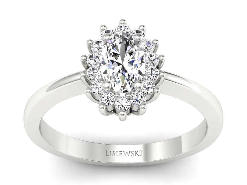 Złoty Pierścionek z diamentami białe złoto 585 - P16001b - 1