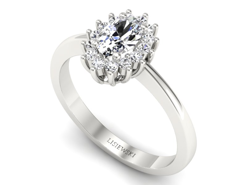 Złoty Pierścionek z diamentami białe złoto 585 - P16001b - 3