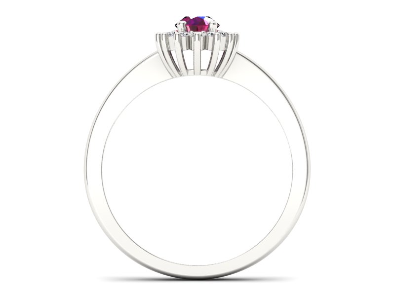 Pierścionek z rubinem i brylantami białe złoto - P16001br - 2