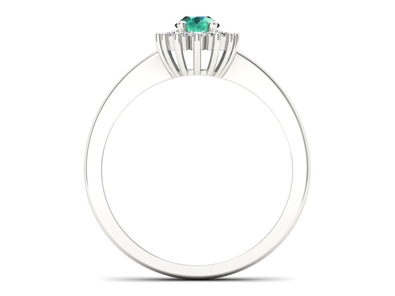 Złoty Pierścionek ze szmaragdem z brylantami - P16001bsm - 2