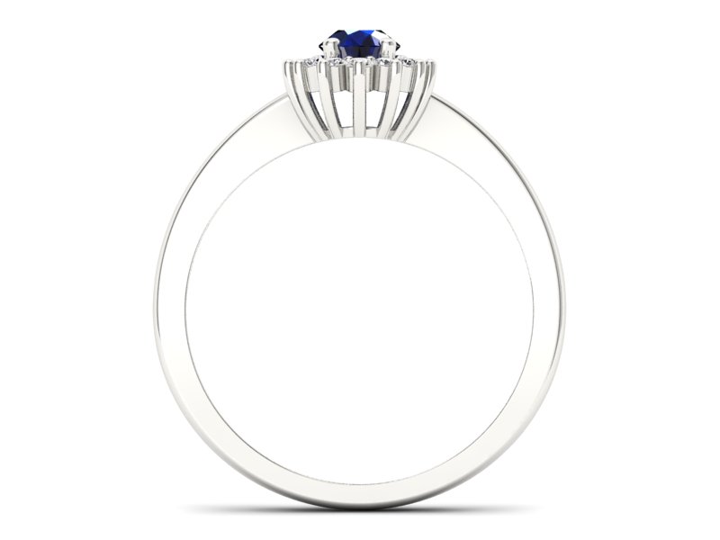 Pierścionek z szafirem i brylantami białe złoto - P16001bsz - 2