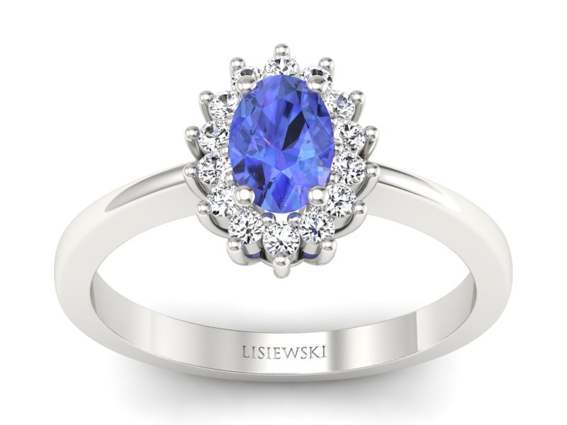 Złoty Pierścionek z tanzanitem i brylantami - P16001bt2 - 1