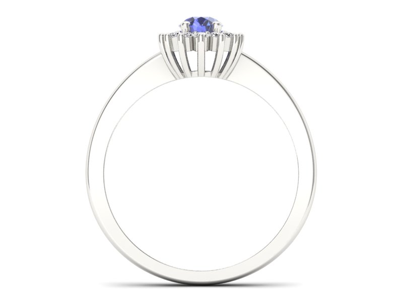 Złoty Pierścionek z tanzanitem i brylantami - P16001bt2 - 2