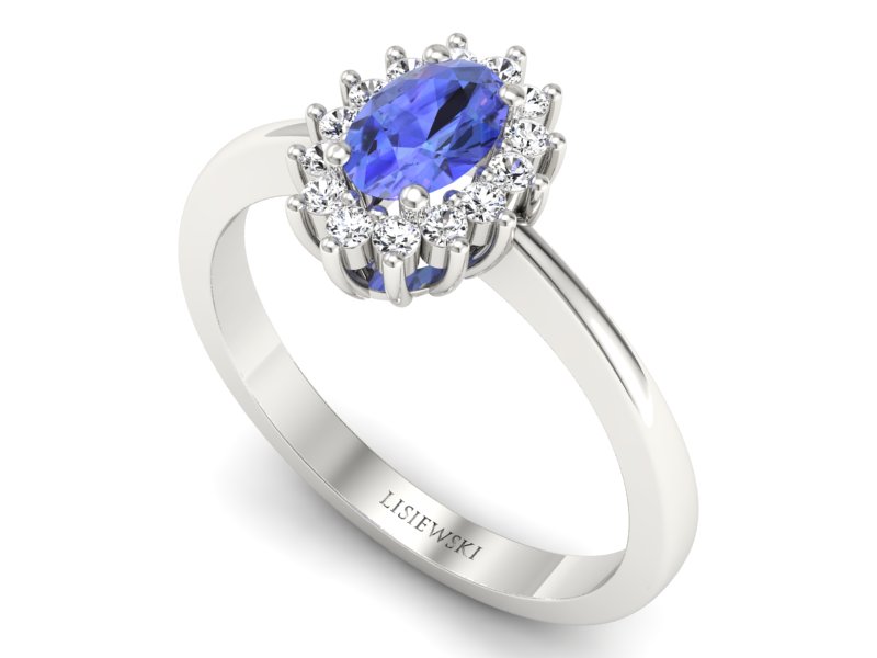 Złoty Pierścionek z tanzanitem i brylantami - P16001bt2 - 3