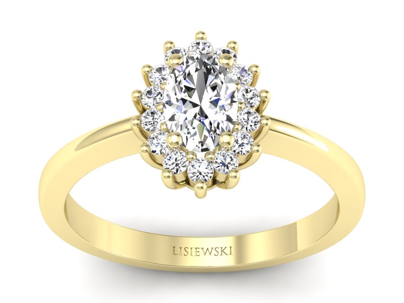 Złoty Pierścionek z diamentami żółte złoto 585 - P16001z - 1