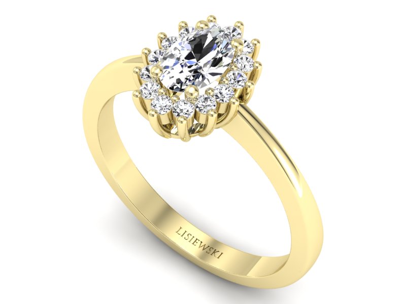 Złoty Pierścionek z diamentami żółte złoto 585 - P16001z - 3