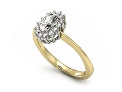 Pierścionek z diamentami białe i żółte złoto - P16001zb
