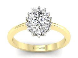 Pierścionek z diamentami białe i żółte złoto - P16001zb