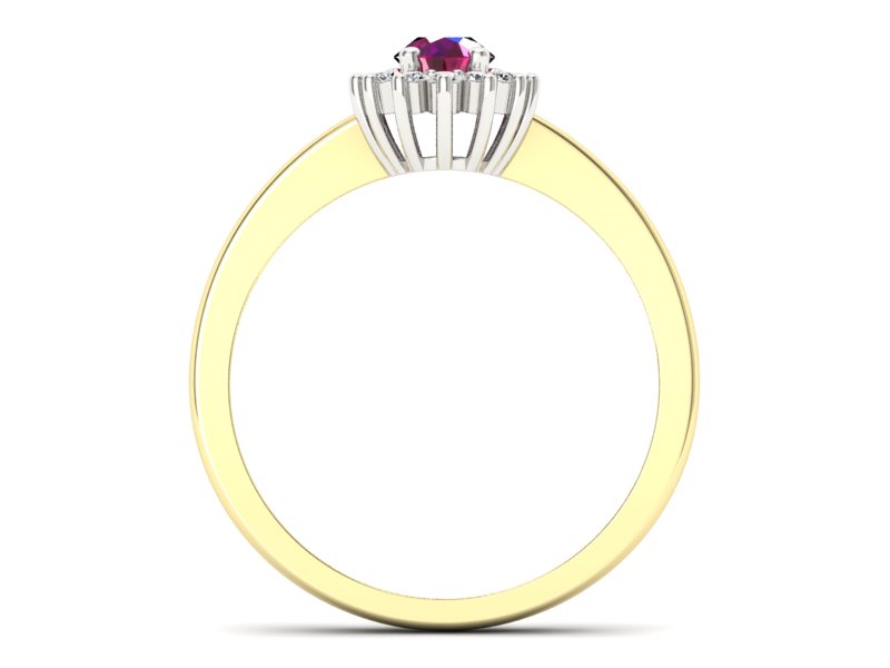 Pierścionek z rubinem i brylantami złoto 585 - P16001zbr2 - 2