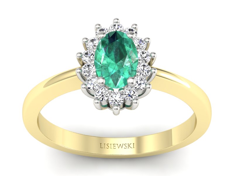 Pierścionek ze szmaragdem i diamentami  złoto - P16001zbsm - 1