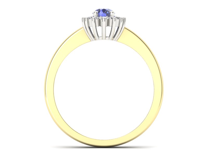 Pierścionek z tanzanitem z brylantami złoto 585 - P16001zbt - 2