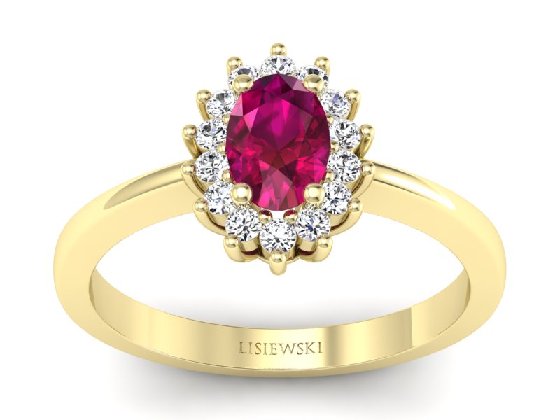 Pierścionek zaręczynowy z rubinem i diamentami - P16001zr - 1