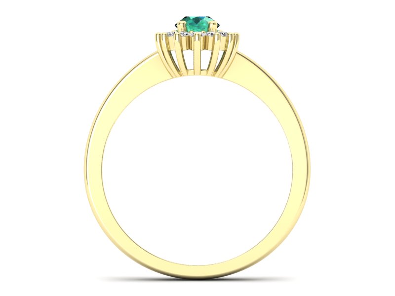 Złoty Pierścionek ze szmaragdem i brylantami - P16001zsm - 2