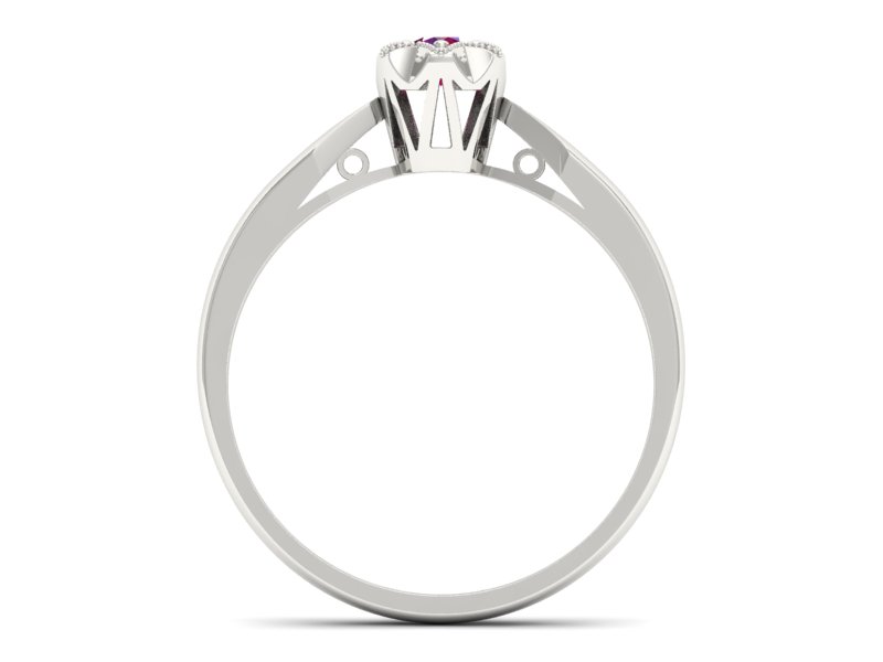 Złoty pierścionek w białym złocie z rubinem unikalny - p16003br - 2