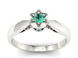 Złoty pierścionek białe złoto ze szmaragdem wybór - p16003bsm