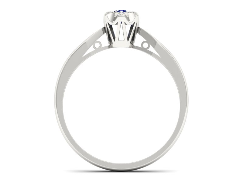 Złoty pierścionek z szafirem w białym złocie stylowy - p16003bsz - 2